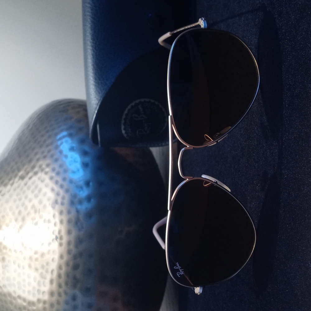 Ray-Ban Gold / Smoked Amber Brown Aviator Sunglasses - Picture 1 of 10